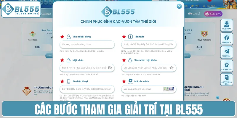 Các bước tham gia giải trí tại BL555